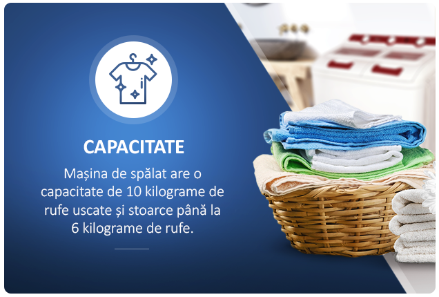 Masina de spalat rufe semiautomata Albatros WMS 10.0, Capacitate rufe spalare 10 kg, Capacitate rufe stoarcere 6 kg, Alb/Rosu