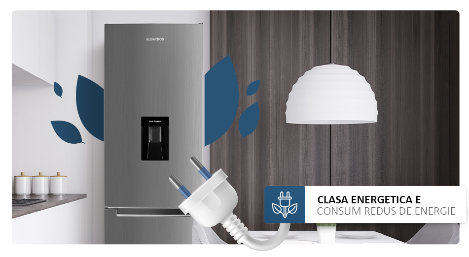 Combina frigorifica Albatros CFXD343E, Capacitate 278 L, Clasa E, Termostat reglabil, Inox 