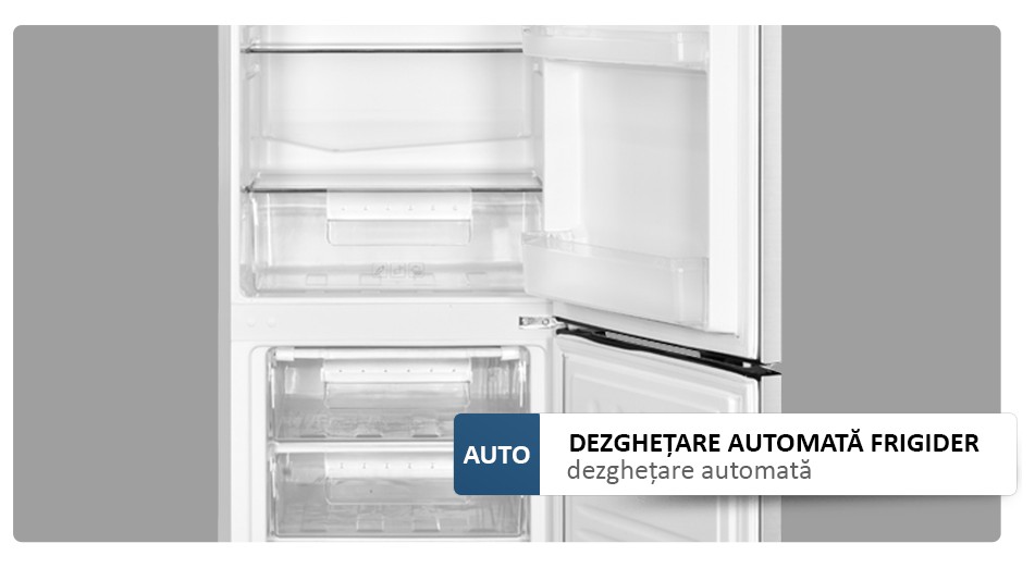 Combina Frigorifică Albatros CFX343E Inox – 280L, 4 Rafturi Sticlă, 3 Sertare Congelator, Clasa Energetică E, Dezghețare Automată, Uși Reversibile, Lumina LED, Picioare Reglabile