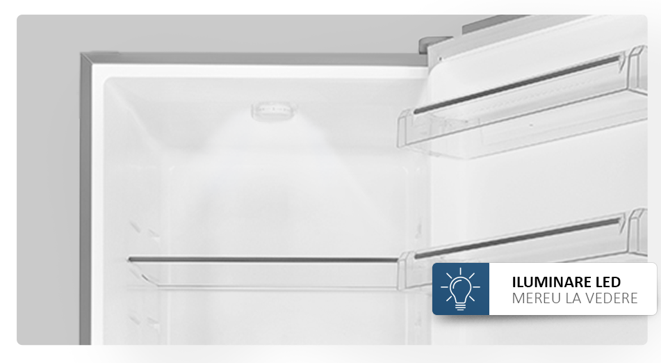 Combina Frigorifica Albatros CFX395E, 315 l, Clasa energetica E, 3 sertare la congelator, H 186 cm, Inox/ Argintiu