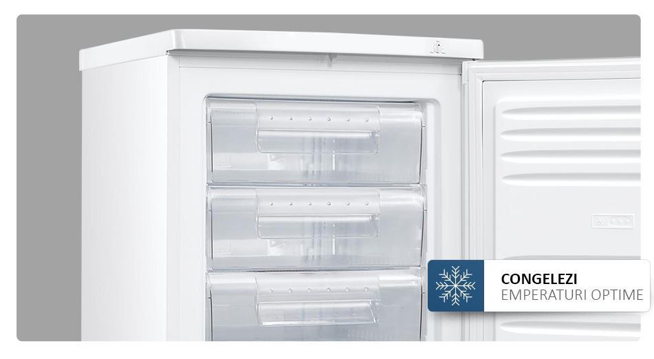 Congelator Albatros CA124E, 91 L, Clasa energetica E, Termostat reglabil, 4 sertare, inaltime 85 cm, Alb