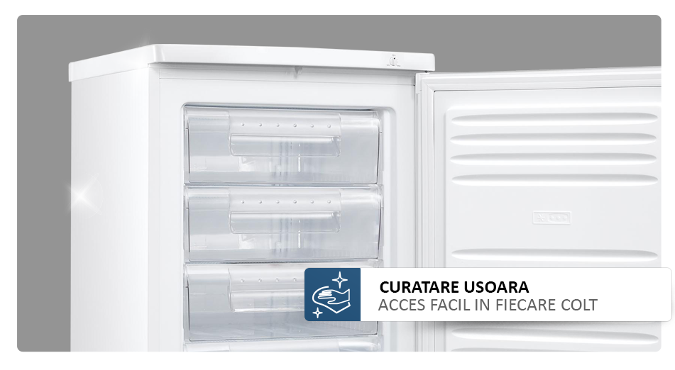Congelator Albatros CA124E, 91 L, Clasa energetica E, Termostat reglabil, 4 sertare, inaltime 85 cm, Alb
