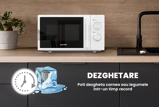 Cuptor cu microunde Albatros MWA-20MC4, Capacitate 20 L, Putere 700 W, 5 nivele de incalzire, Mecanic, Alb