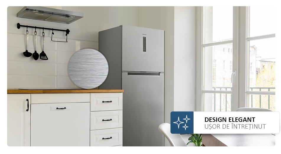 Frigider cu 2 usi Albatros FA58NFXE, 415 L, Full No Frost, Clasa energetica E, Functie Power Cool, H 178 cm, Inox/laterale argintii