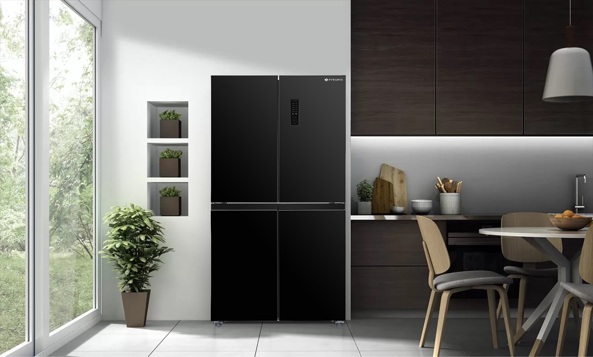 Side by Side Pyramis FSO199 Multi Door Black Glass