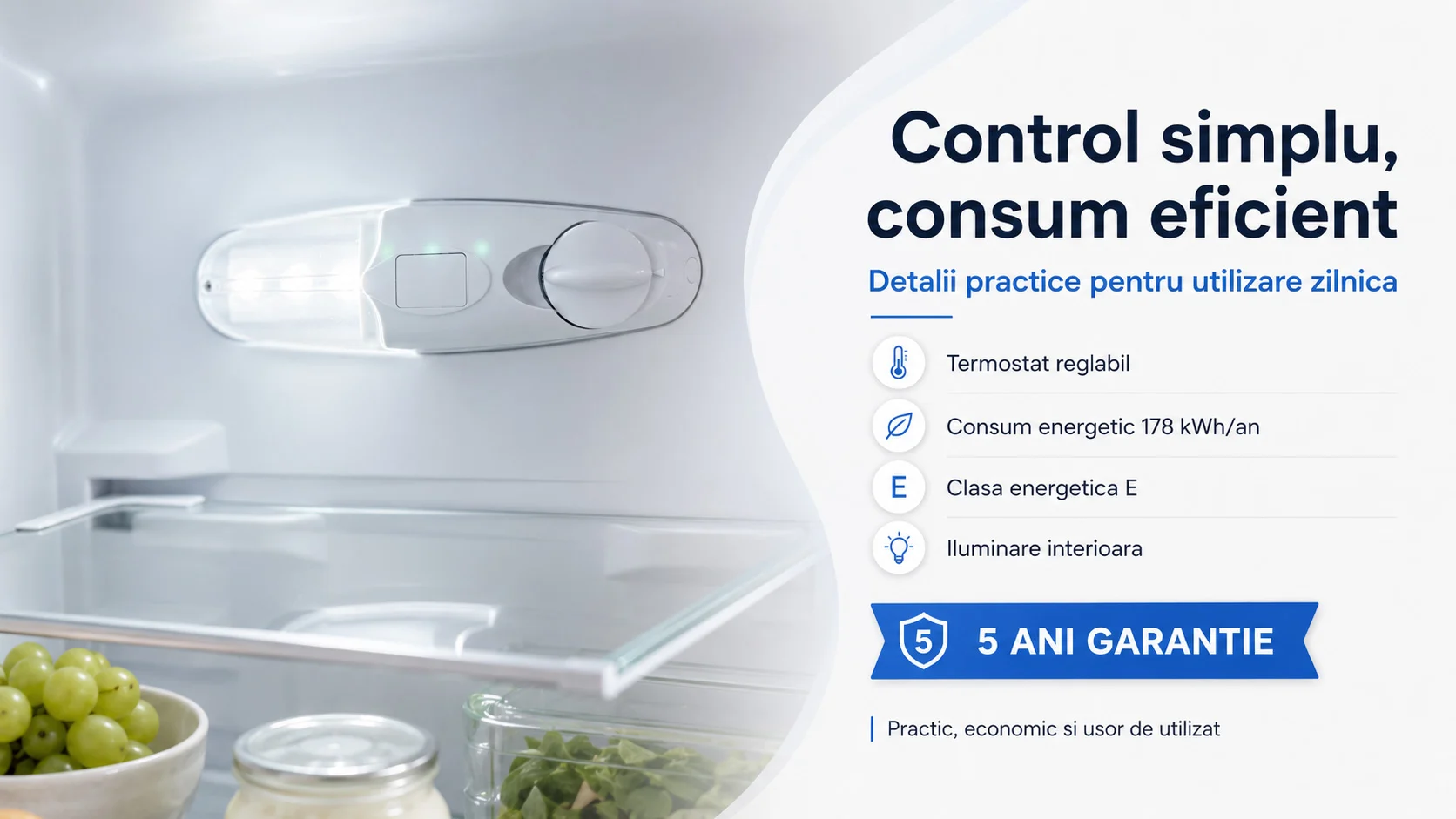 Control simplu si consum eficient LDK LF 220W Frigider cu doua usi LDK LF 220W, Clasa E, Capacitate 211 l, H 144 cm, Alb