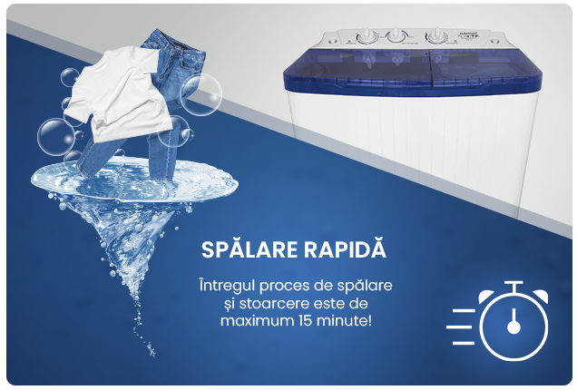 Mașină de spălat rufe semiautomată Albatros WMS 5.3, 5 kg, 350W spălare, 120W stoarcere, compactă și eficientă
