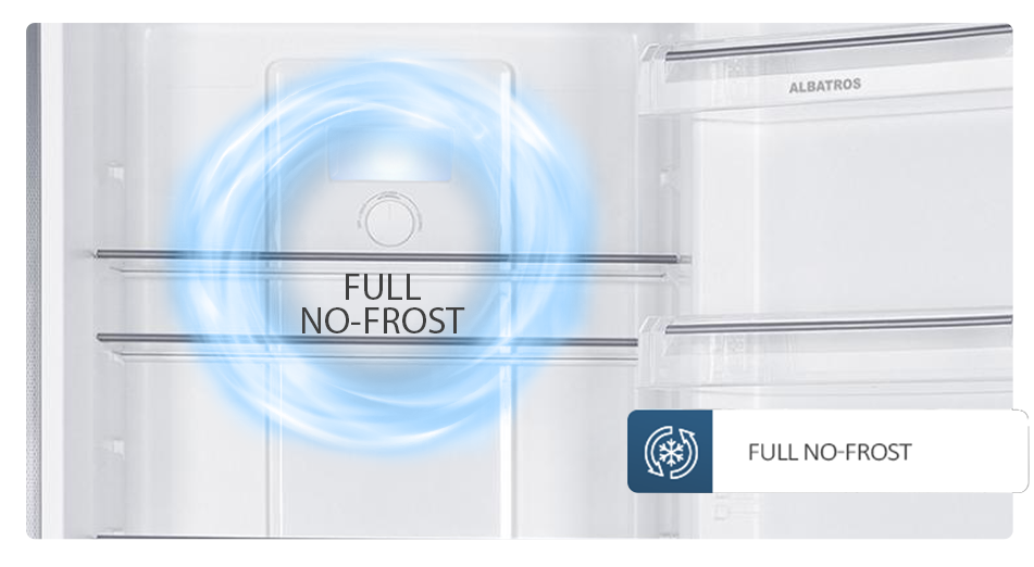 Combina frigorifica Albatros CNFX395E, FULL NO FROST, Capacitate 315 L, Clasa E, Termostat reglabil, Inox 