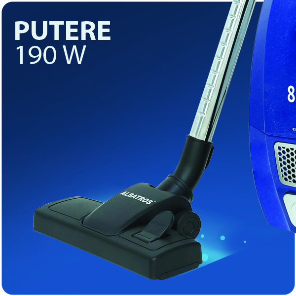 Aspirator Albatros Imperia 83 Eco, Putere 833 W, Sac textil 3.5 l, Filtru HEPA, Albastru