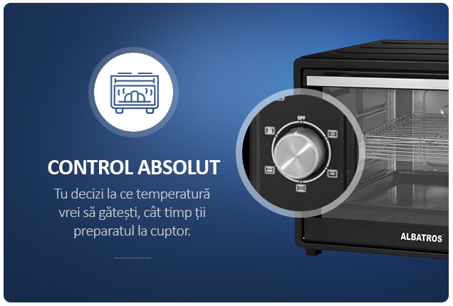 Cuptor electric Albatros A72BRCL2, 2200 W, Capacitate 72 litri, Rotisor, Convectie, 4 Programe, Negru