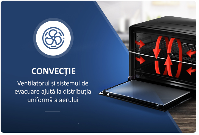 Cuptor electric Albatros A50BRCL2, Putere 2000 W, 230°C, Capacitate 50L, Rotisor, Lumina, 5 Functii, Negru