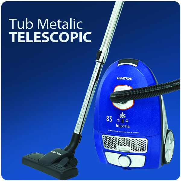 Aspirator Albatros Imperia 83 Eco, Putere 833 W, Sac textil 3.5 l, Filtru HEPA, Albastru