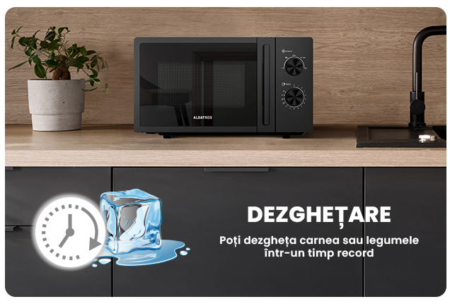 Cuptor mecanic cu microunde Albatros MWA-20MB4, Capacitate 20L, Putere 700 W, 5 Nivele de incalzire, Negru