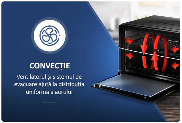 Cuptor electric Albatros A63BRC2, Capacitate 63 L, Putere 2200 W, Rotisor, 230°C, 6 functii, Negru