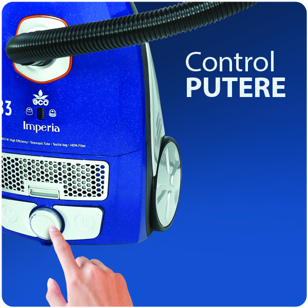Aspirator Albatros Imperia 83 Eco, Putere 833 W, Sac textil 3.5 l, Filtru HEPA, Albastru