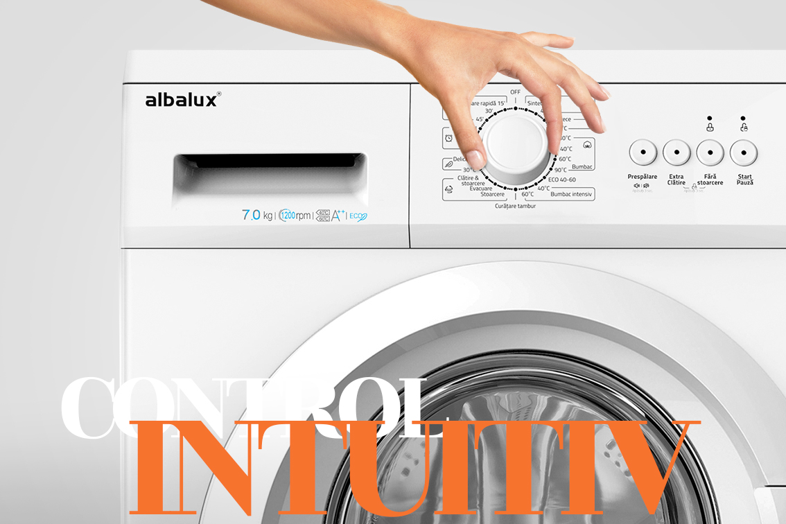 Mașină de Spălat Rufe Albalux AXW0851, 5 kg, 800 RPM, 23 Programe, Clasă Energetică E, Alb