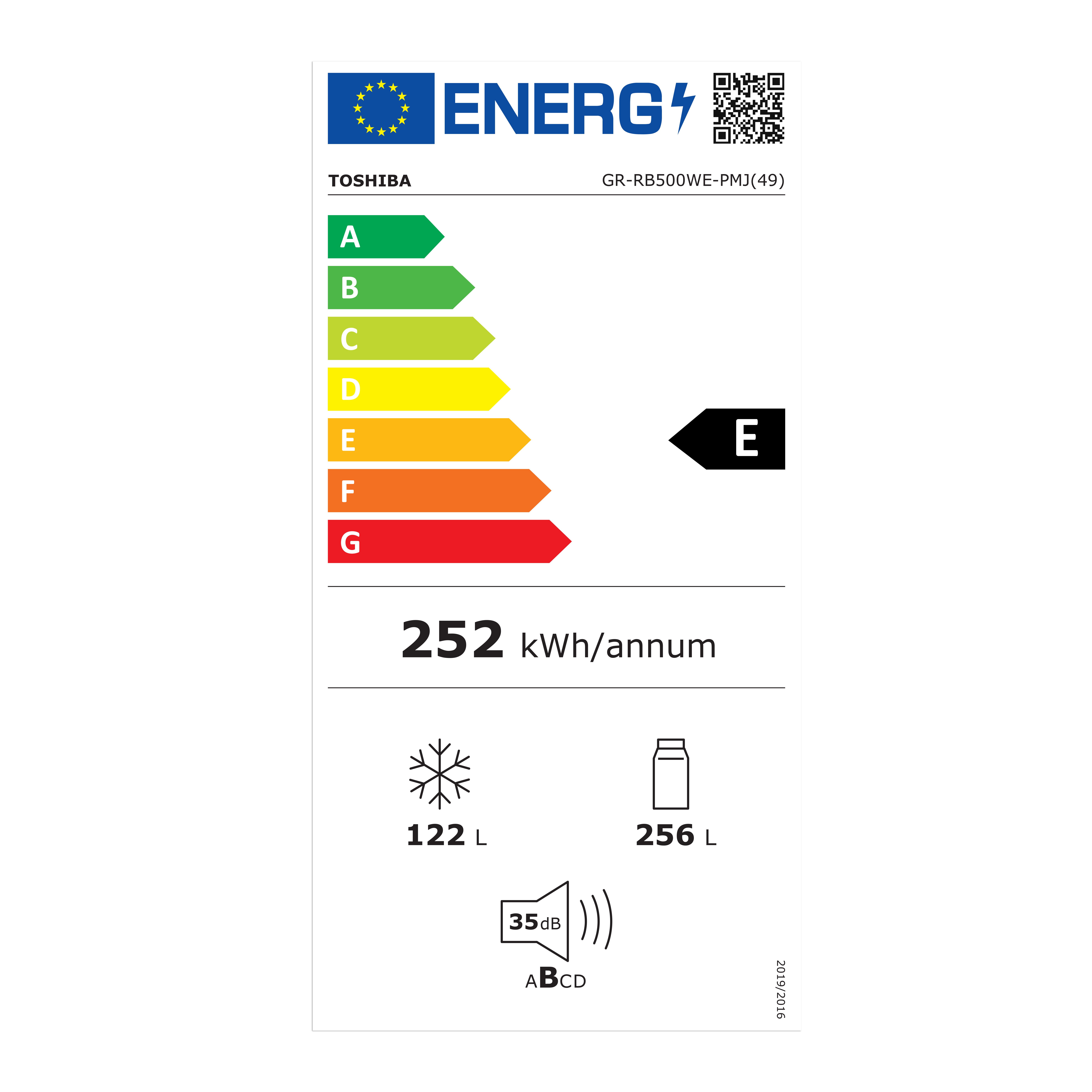 Combina frigorifica Toshiba, clasa energetica E, volum net total 378 litri (256+122L), no frost, afisaj LED, control electronic al temperaturii, iluminare interior LED, culoare Silver [5]