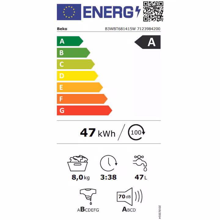 Masina de spalat rufe BI BEKO, EnergySpin, SteamCure , 1400rpm, 8 kg, Clasa A, Alb [6]