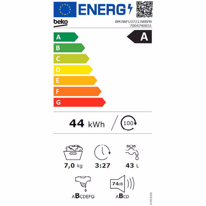 Masina de spalat rufe Beko, 7kg, 1200rpm, Clasa A, 15 programe, SteamCure, EnergySpin, Motor ProSmart Inverter, hublou si panou comanda negru, alb [4]