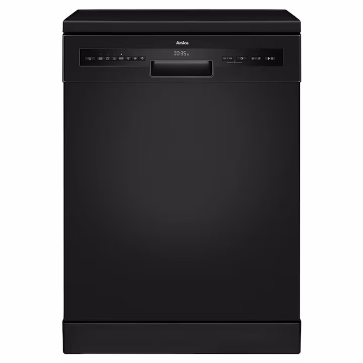 Marelvi - Masina de spalat vase Amica, free standing, 60 cm, 14 seturi, 7 programe, Display LED, 3 sertare, Clasa C, ECO, Indicator Sare, Dedurizare, ZoneWashing, ExtraDrying, ChildLock, 44dB, negru