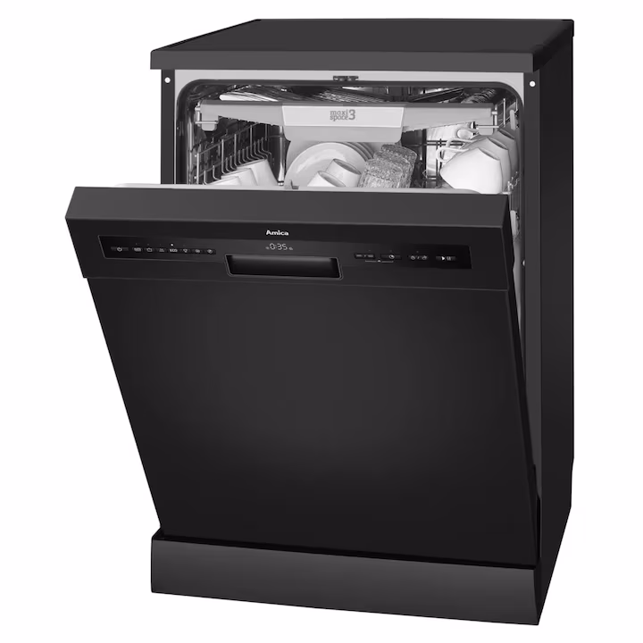 Masina de spalat vase Amica, free standing, 60 cm, 14 seturi, 7 programe, Display LED, 3 sertare, Clasa C, ECO, Indicator Sare, Dedurizare, ZoneWashing, ExtraDrying, ChildLock, 44dB, negru [3]