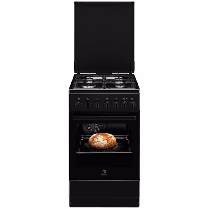 Marelvi - Aragaz ELECTROLUX mixt, 4 arzatoare, Gaz + Electric, L 50 cm, Grill, negru