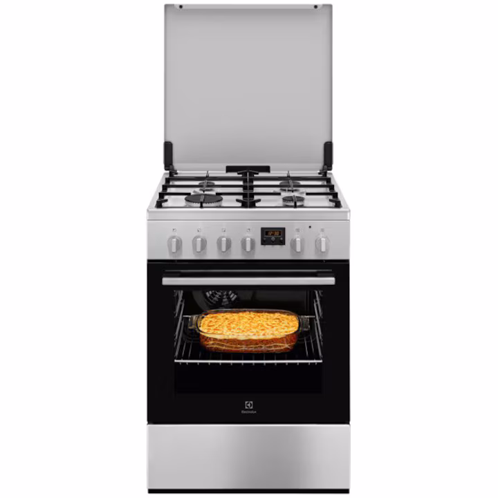 Marelvi - Aragaz ELECTROLUX mixt, HotAir, 4 arzatoare, Gaz + Electric, L 60 cm, Grill, inox antiamprenta