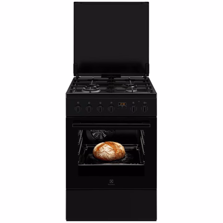 Marelvi - Aragaz ELECTROLUX, mixt, SteamBake, 4 arzatoare, Gaz + Electric, L 60 cm, Grill, negru
