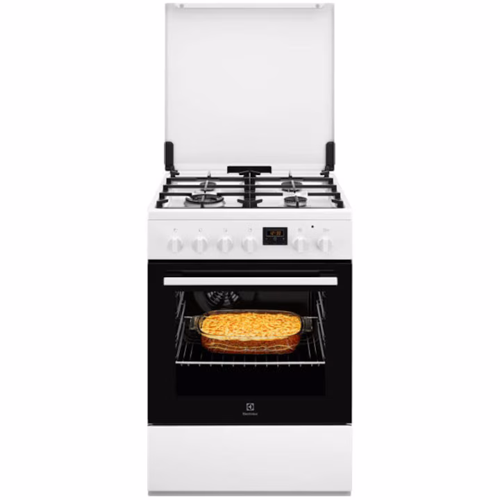 Marelvi - Aragaz ELECTROLUX, mixt, SteamBake, 4 arzatoare, Gaz + Electric, L 60 cm, Grill, alb