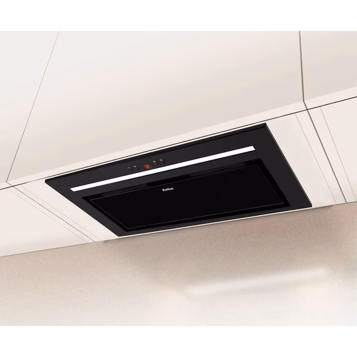 Hota incorporabila Amica, tip box, total incorporabila, 60 cm, 1 motor, 3 trepte de viteze, 652 m3/h debit maxim, 63 dB, rama din aluminiu, corp din otel vopsit, iluminare led, telecomanda, negru [1]
