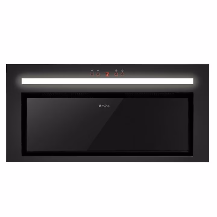 Hota incorporabila Amica, tip box, total incorporabila, 60 cm, 1 motor, 3 trepte de viteze, 652 m3/h debit maxim, 63 dB, rama din aluminiu, corp din otel vopsit, iluminare led, telecomanda, negru [3]