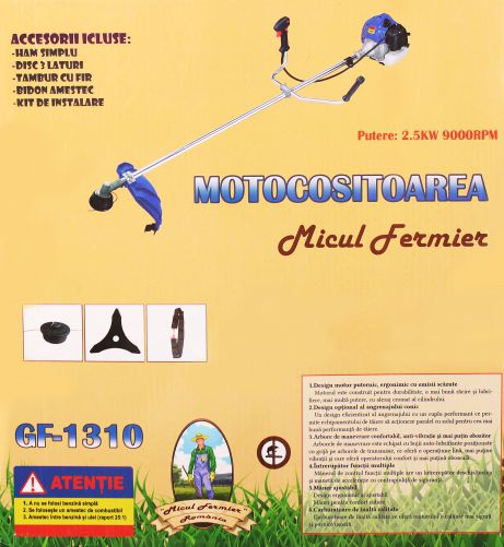 Motocositoare Micul Fermier, putere 3,4 CP, 9000 rpm, complet accesorizata, 2 moduri de taiere, GF-1310 [9]