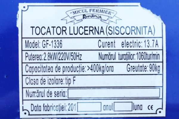 Tocator de lucerna si siscornita Micul Fermier 2.8 KW, 400 KG/H, GF-1336 [5]