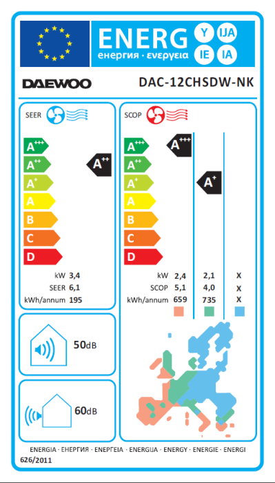 Aer conditionat Daewoo, 12000 Btu, Inverter, functie WI-FI, Clasa energetica A++, culoare alb [6]