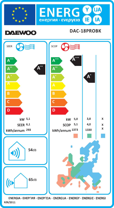 Aer conditionat Daewoo, 18000 Btu, Inverter, functie WI-FI, Clasa energetica A++, kit de instalare inclus (fara console), filtru cu ioni de Ag, Autocuratare, culoare Negru [6]