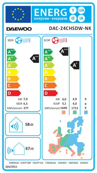 Aer conditionat Daewoo, 24000 Btu, Inverter, functie WI-FI, Clasa energetica A++, culoare alb [6]