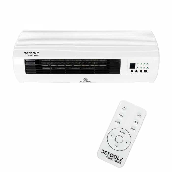 Aeroterma de perete Detoolz, 2KW, 2 trepte de putere, cu afisaj LED si termostat, Temporizator [1]
