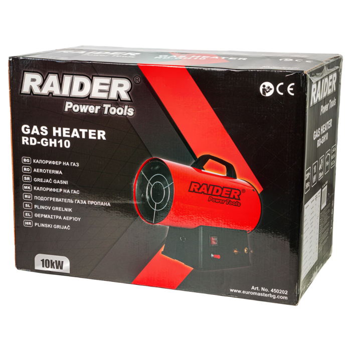 Aerotermă pe gaz RD-GH10, 10 kW, 300 m³/h, consum 0.74 kg/h, 230 V [7]