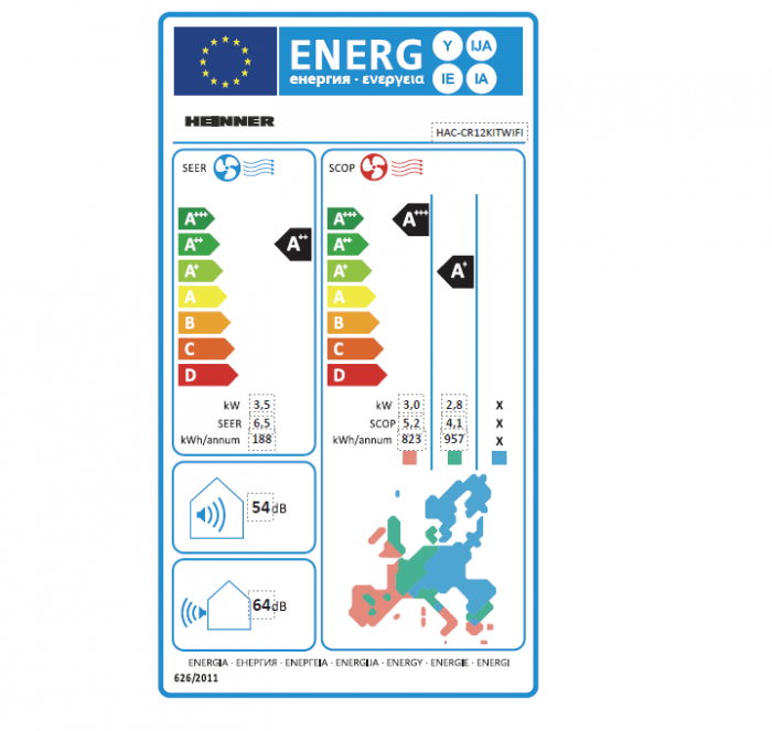 Aparat de aer conditionat Heinner Crystal HAC-CR12KITWIFI, 12000 BTU, Control WIFI, Kit instalare inclus, Clasa A++/A+, Functie Follow me, Functie turbo, Autocuratare, Alb [5]
