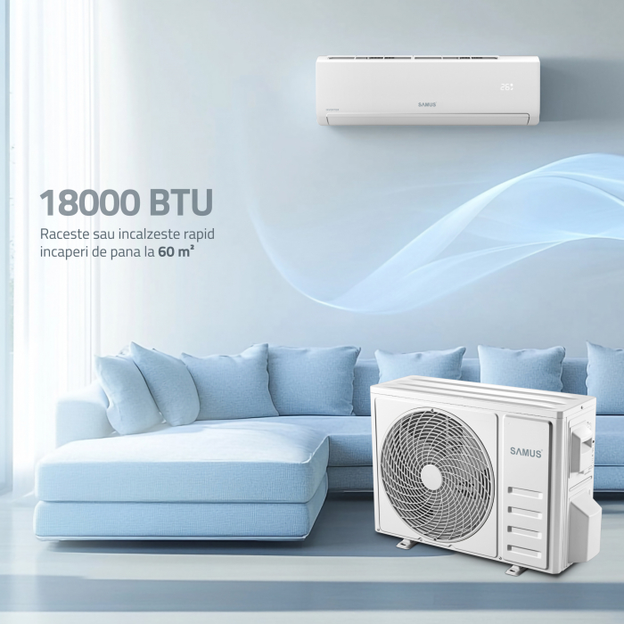 Aparat de Aer Condiționat Samus ACS-18K01 WiFi, 18000 BTU, Inverter, Răcire / Încălzire, Clasa A++, R32, Control Wi-Fi [6]