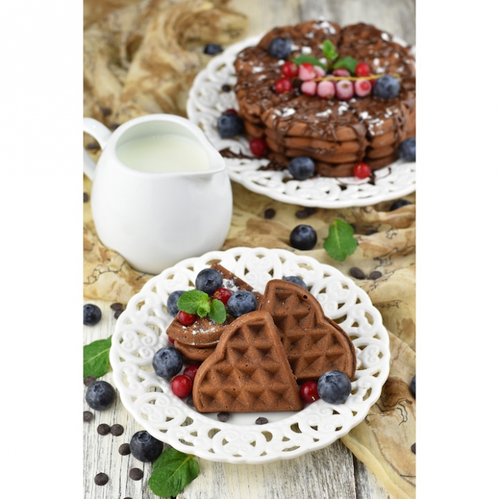 Aparat de facut gofre Heinner Copper Crown HWF-1000CR, 1000W, placi cu invelis antiaderent, plite gofre: 13.97 cm, Negru/aramiu [8]
