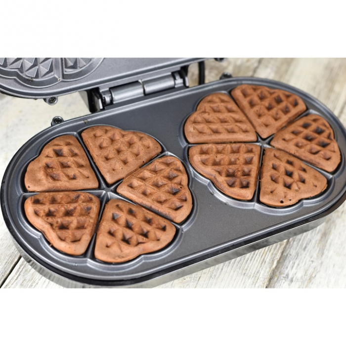 Aparat de facut gofre Heinner Copper Crown HWF-1000CR, 1000W, placi cu invelis antiaderent, plite gofre: 13.97 cm, Negru/aramiu [4]