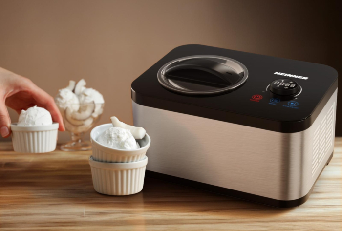 Aparat de făcut înghețată HEINNER SweetFreeze HICM-DW154SSBK, 120W, 1.5L, compresor incorporat, display LED, funcții înghețată/iaurt/mixare/răcire, control tactil, program răcire 1h, negru/inox [4]