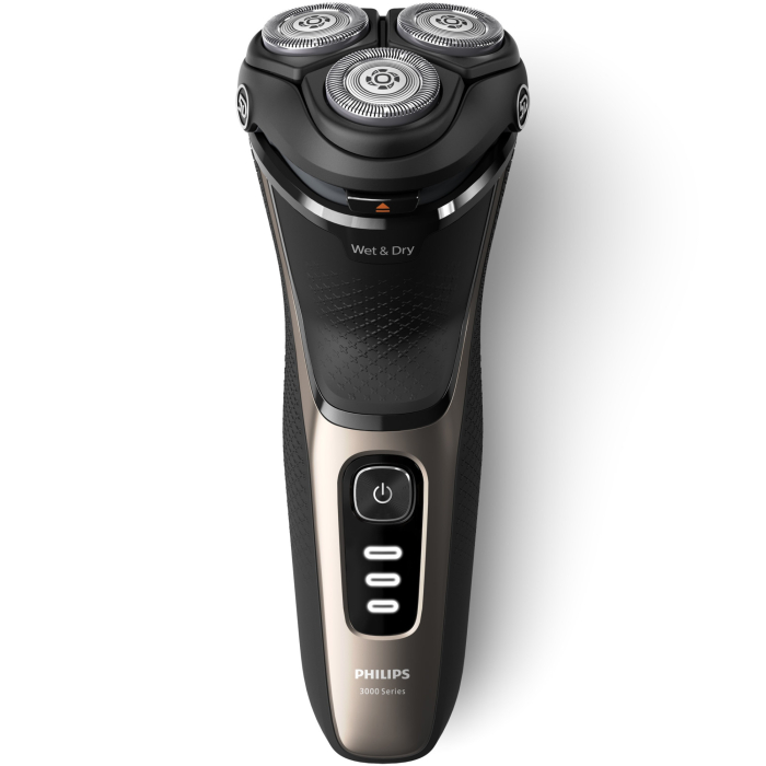 Aparat de ras Philips Shaver Seria 3000 S3242/12, barbierit umed şi uscat, fara fir, capete 5D pivotante si flexibile, lame autoascutire, 60 min, capac de protectie, Auriu cenusiu [2]