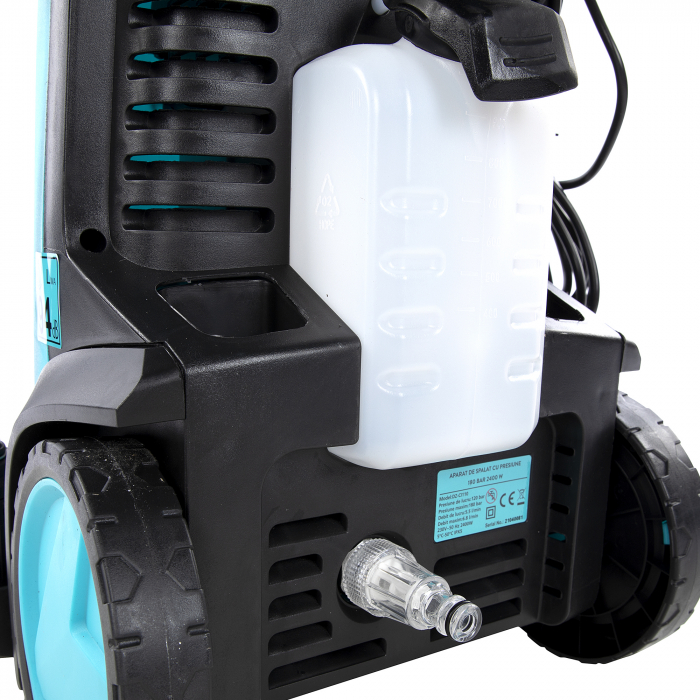 PACHET -  Aparat spalat cu presiune DETOOLZ, presiune 180 bari, putere 2400W, debit 6.8 l/min, DZ-CI110 + Furtun gradina BLUEBOS PLUS 1/2" (14 mm) 20m, set duze de conectare [17]