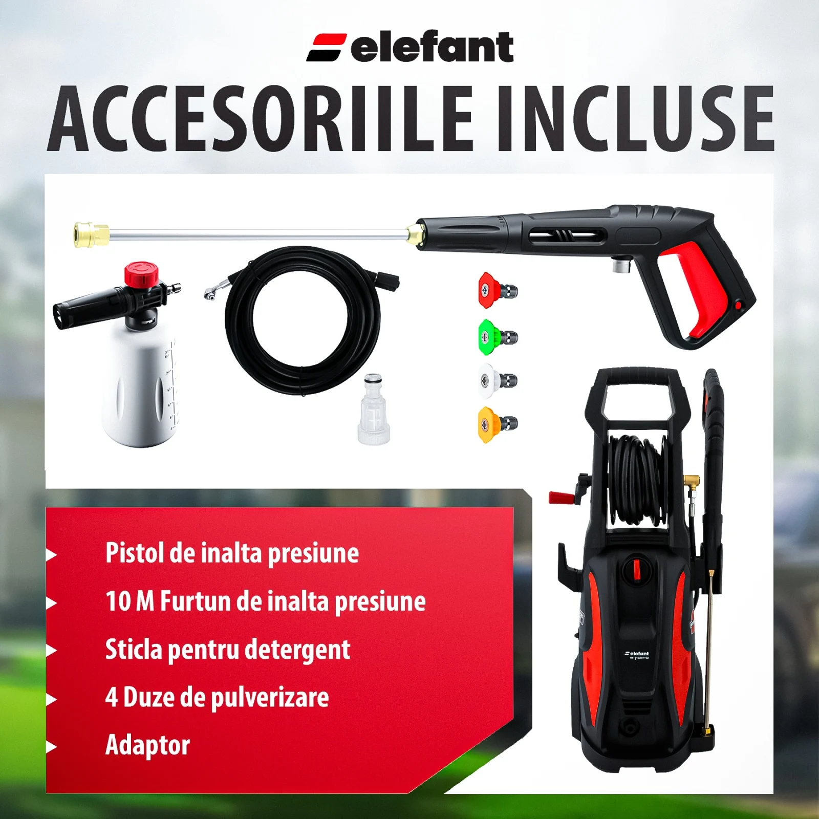 Aparat de spalat cu presiune ELEFANT E-110P-C, putere 2200W, debit 492l//h, 165 bar [8]