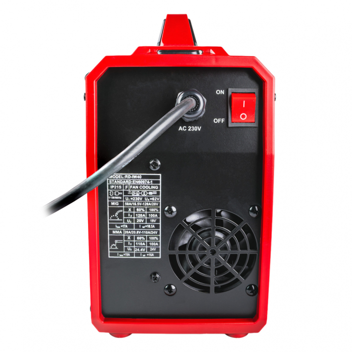 Aparat de sudură Raider RD‑IW40, invertor 2‑în‑1 MIG/MAG (fără gaz) + MMA, 20–120 A [3]