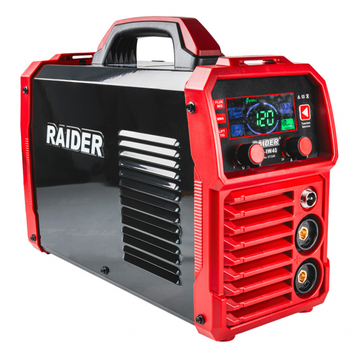 Aparat de sudură Raider RD‑IW40, invertor 2‑în‑1 MIG/MAG (fără gaz) + MMA, 20–120 A [7]