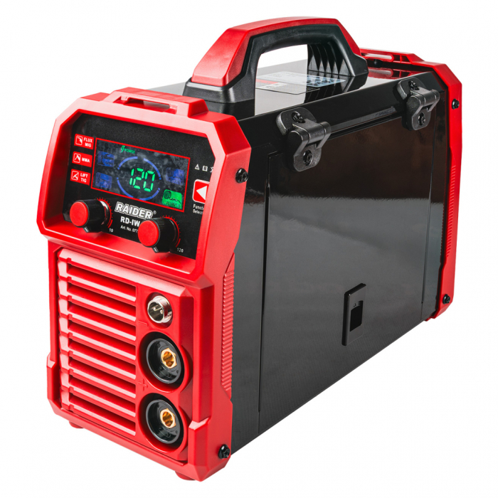 Aparat de sudură Raider RD‑IW40, invertor 2‑în‑1 MIG/MAG (fără gaz) + MMA, 20–120 A [8]
