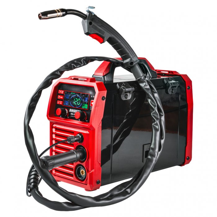 Aparat de sudură Raider RD‑IW40, invertor 2‑în‑1 MIG/MAG (fără gaz) + MMA, 20–120 A [4]